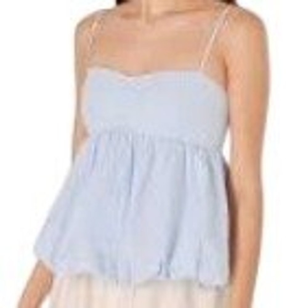 Elodie Baby Blue Peplum Tank‎ Top Adjustable Straps Size XS
